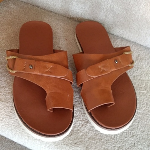 Flat Slipper Wedge Strap Rope Sandal M Brown - Picture 3 of 14